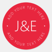 スタイリッシュ文字テンプレート |赤と白 ラウンドシール (正面)