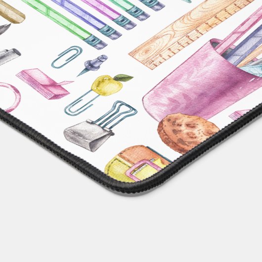 スタイリッシュ新学期がパターン名の白を提供 デスクマット (コーナー)