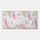 スタイリッシュ新学期がパターン名の白を提供 デスクマット (キーボード&マウス)