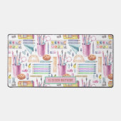 スタイリッシュ新学期がパターン名の白を提供 デスクマット (正面)