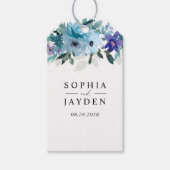 スタイリッシュ春ダスティブルーパープルフローラ結婚ズ ギフトタグ (正面)