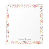 スタイリッシュ春花パーソナライズされた柄名 ノートパッド (正面)