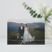 スタイリッシュ書結婚の写真サンキューカード サンキューカード (スタンド正面)