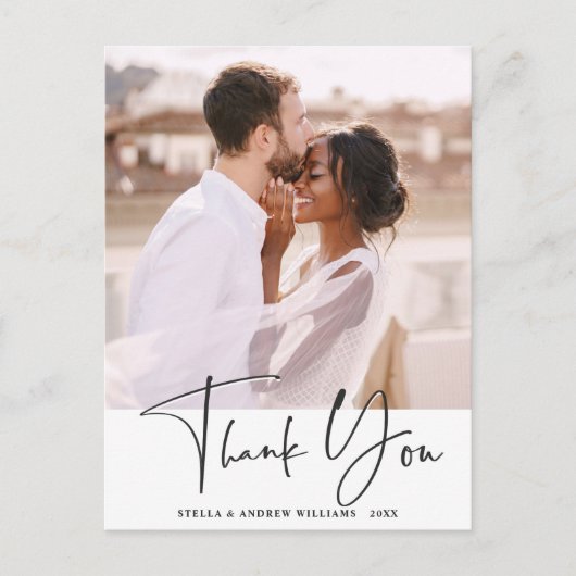 スタイリッシュ書結婚の感謝の写真 ポストカード (正面)