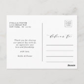 スタイリッシュ書道結婚の写真ありがとう ポストカード (裏面)