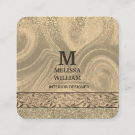 スタイリッシュ木モダン工芸紙名刺 スクエア名刺