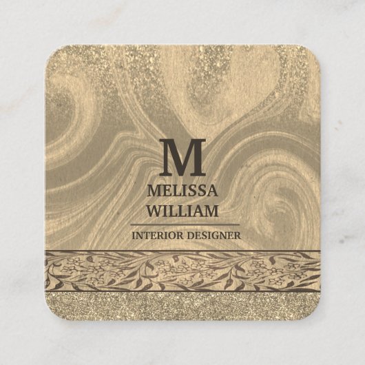 スタイリッシュ木モダン工芸紙名刺 スクエア名刺 (正面)