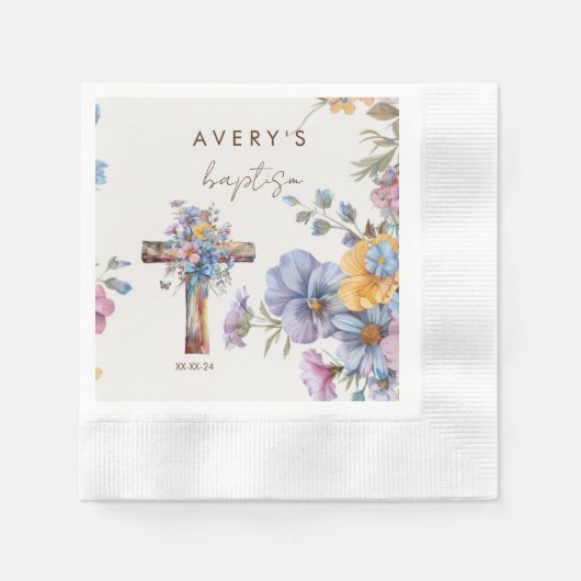 スタイリッシュ植物洗礼が交わるエレガント 縁ありカクテルナプキン (正面)