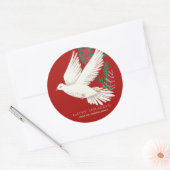 スタイリッシュ植物赤い鳩のクリスマス ラウンドシール (封筒)