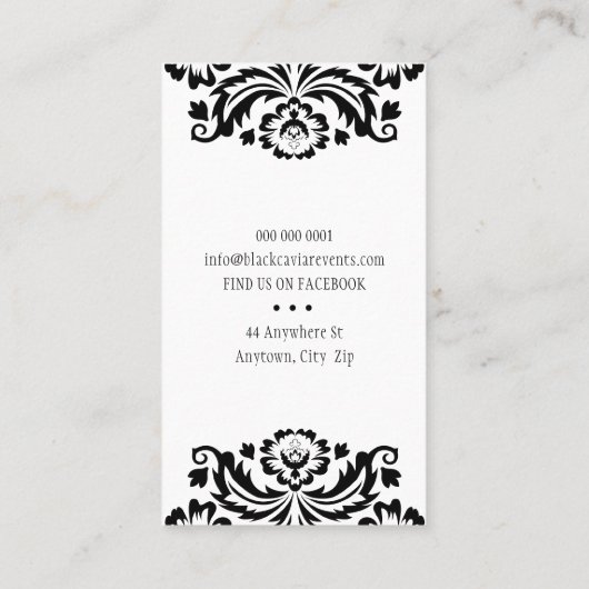 スタイリッシュ業務エレガントかわいらし白黒 名刺 (裏面)