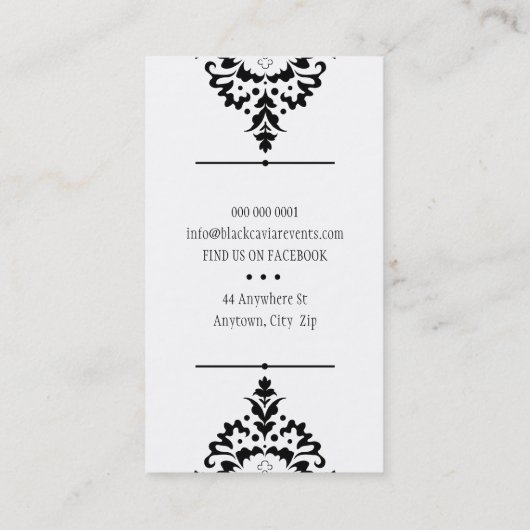 スタイリッシュ業務エレガントかわいらし白黒 名刺 (裏面)