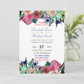 スタイリッシュ水カラフル色フローラブーケデザイン 招待状 (スタンド正面)