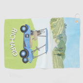 スタイリッシュ水パーソナライズされた色ゴルフカート名 ゴルフタオル (横)