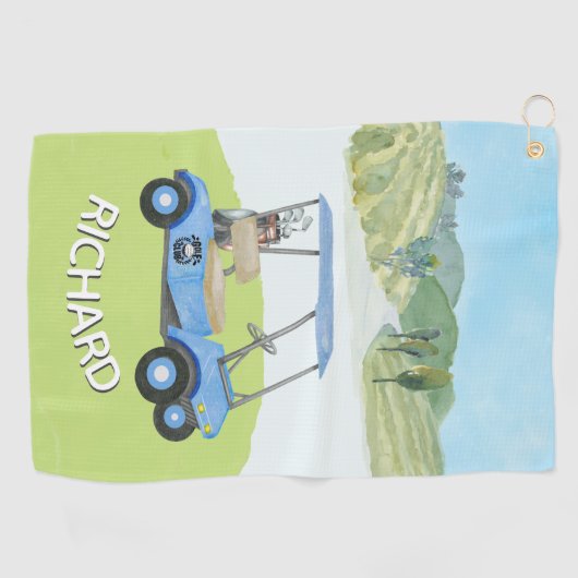 スタイリッシュ水パーソナライズされた色ゴルフカート名 ゴルフタオル (横)