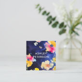 スタイリッシュ水モダン色フローラ花植物学 スクエア名刺 (スタンド正面)