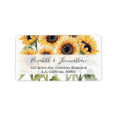 スタイリッシュ水彩ひまわりフローラ&スクリプト名 ラベル (正面)
