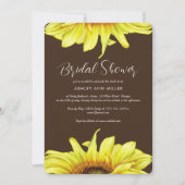スタイリッシュ水彩ひまわり茶色ウェディングシャワー 招待状 (正面)