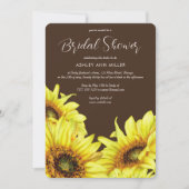 スタイリッシュ水彩ひまわり茶色ウェディングシャワー 招待状 (正面)