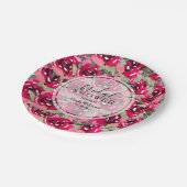 スタイリッシュ水彩ピンクフローラブライダルシャワー ペーパープレート (アングル)
