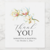 スタイリッシュ水彩白フローラ結婚ズ ワインラベル (シングルラベル)