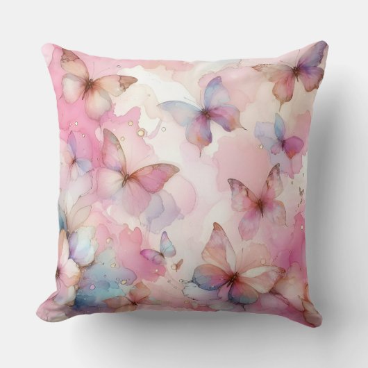 スタイリッシュ水彩蝶装飾用クッション クッション (正面)