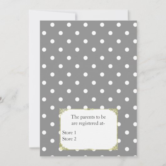 スタイリッシュ水玉模様カップルの赤ちゃんシャワー招待状 招待状 (裏面)