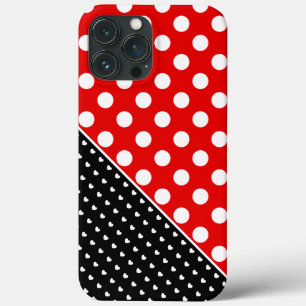 スタイリッシュ水玉模様赤、黒、白 iPhone 13 PRO MAXケース