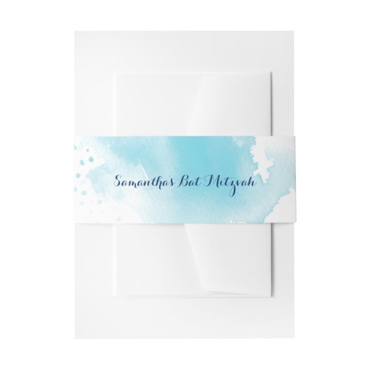 スタイリッシュ水色かわいらしターコイズ青 招待状ベリーバンド (正面例)