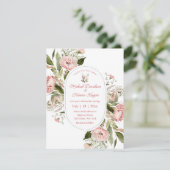 スタイリッシュ水色ピンクフローラ庭園の結婚式アーチ 招待状 (スタンド正面)