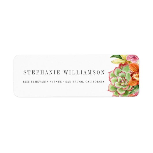 スタイリッシュ水色モダン結婚多肉 ラベル (正面)