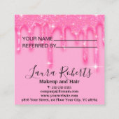 スタイリッシュ滴ガーリー滴ピンクグリッター紹介カード 紹介カード (裏面)
