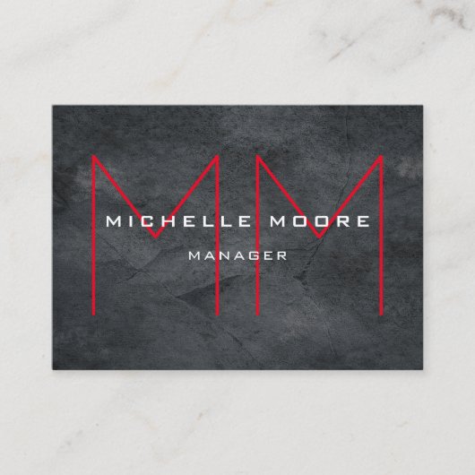 スタイリッシュ灰色の巨大な赤モノグラモダンム 名刺 (正面)
