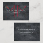 スタイリッシュ灰色の巨大な赤モノグラモダンム 名刺 (正面/裏面)