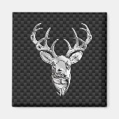 スタイリッシュ炭素繊維上のシカ銀 マグネット (正面)