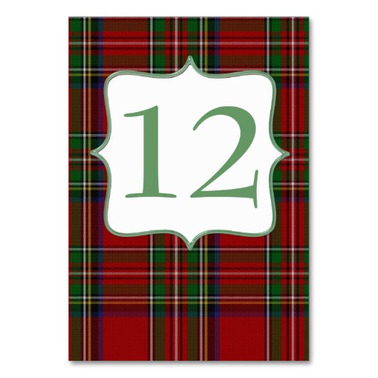 スタイリッシュ王室のStewart Plaidの結婚テーブル番号 テーブルナンバー (裏面)