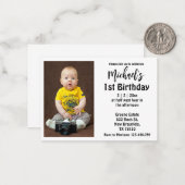 スタイリッシュ男の子1歳の誕生日の写真の招待状 ノートカード (正面/裏面インサイチュ)