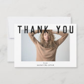 スタイリッシュ白いシック頭が切れるグラット写真 サンキューカード (正面)