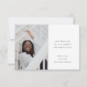 スタイリッシュ白いシック頭が切れるグラット写真 サンキューカード (裏面)