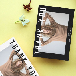 スタイリッシュ白いシック頭が切れるグラット写真 サンキューカード