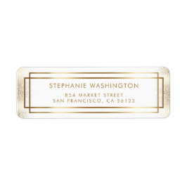 スタイリッシュ白と金ゴールド縁ど結婚の ラベル