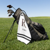 スタイリッシュ白カスタムパーソナライズされたモノグラム名 ゴルフタオル (グリーン)