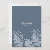 スタイリッシュ白マウブブルーフローラレースブライダルシャワー 招待状 (裏面)