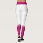 スタイリッシュ白マゼンタフローラ白ストライプ色と名前 レギンス (裏面)