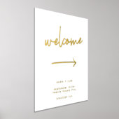 スタイリッシュ白モダン方向ウェルカム金ゴールド 箔ポスター (レイダウン)