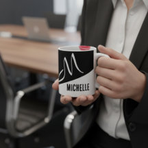 スタイリッシュ白黒の分割スクリプモノグラムのト