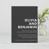 スタイリッシュ白黒はっきりしたタイポグラフィ写真結婚の 招待状 (スタンド正面)