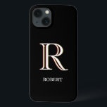 スタイリッシュ白黒カスタムモノグラム    iPhone 13ケース<br><div class="desc">このデザユニークイナーの携帯電話ケースは、3色のモノグラムを備えています。よく見てご覧ください。 これは黒い背景に設定されています。デザインに関する質問   は、charmdesignstudio@rcn.com宛にメールを送ってください。喜んでお手伝いします。</div>