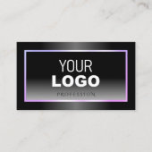 スタイリッシュ白黒グラデーション青ピンクのフレームロゴ 名刺 (正面)