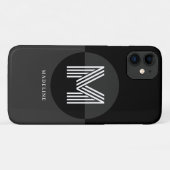 スタイリッシュ白黒グレイ幾何モノグラモダンム Case-Mate iPhoneケース (裏面(横))