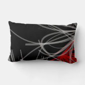 スタイリッシュ白黒グレイ&レッド抽象デザイン ランバークッション (裏面)